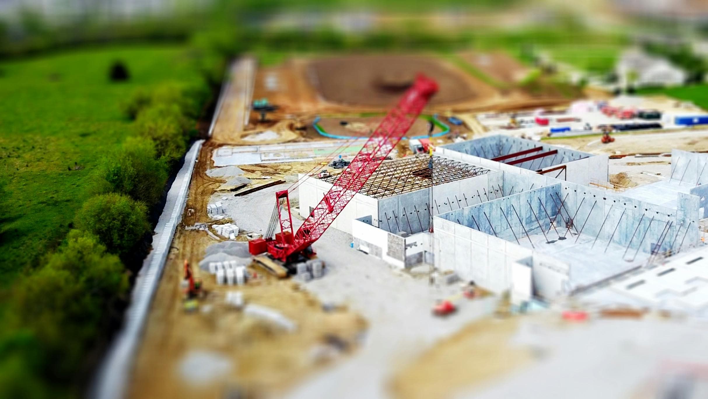 Construction site with a crane and building works in progress